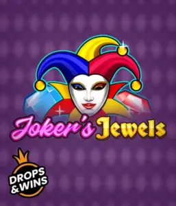 Enjoy the vibrant world of Joker's Jewels slot by Pragmatic Play, highlighting a charming joker's mask decorated with a multicolored jester hat. This graphic evokes the joyful spirit of traditional joker games, set against a purple background. Ideal for those who love classic slot games, offering a entertaining adventure. 