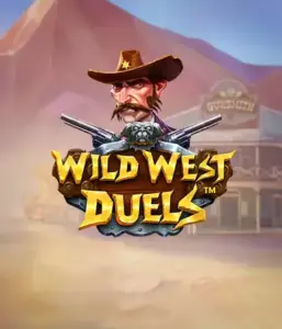  Dive into the daring world of "Wild West Duels" by Pragmatic Play, featuring a gritty gunslinger ready for a showdown. The image features a stern cowboy with crossed pistols, set against a desert backdrop. His intense eyes and detailed attire embody the spirit of the Old West. The game's title is boldly presented in a striking font, adding to the adventurous theme. 