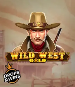  Meet the daring sheriff of "Wild West Gold," a captivating slot game by Pragmatic Play. The image shows a confident sheriff with a golden star badge, set against a dusty Old West town backdrop. The game's title is boldly featured in a classic font, complementing the theme of adventure and law enforcement in the wild frontier. 